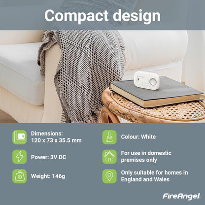FireAngel Carbon Monoxide Alarm and Detector - FA6813 10-Year Sensor Life CO Alarm for Home with AA Batteries - Travel, Portable Carbon Monoxide Detector - CO Detector Monitor with Test Button