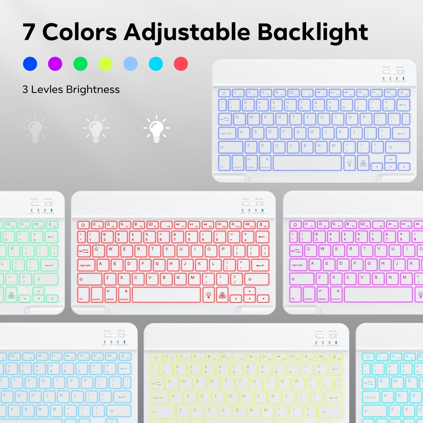 OMOTON Bluetooth Keyboard, Backlight Wireless Rechargeable Keyboard for iPad, iPad Pro, iPad mini, iPad Air with Illuminated LED (White)