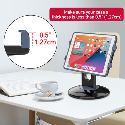 AboveTEK Retail Kiosk iPad Stand, 360° Rotating Commercial POS Tablet Stand, Fits 6"-13" (Screens) iPad mini Pro-Business Swivel Tablet Holder, for Store Office Reception Kitchen Desktop (Black)