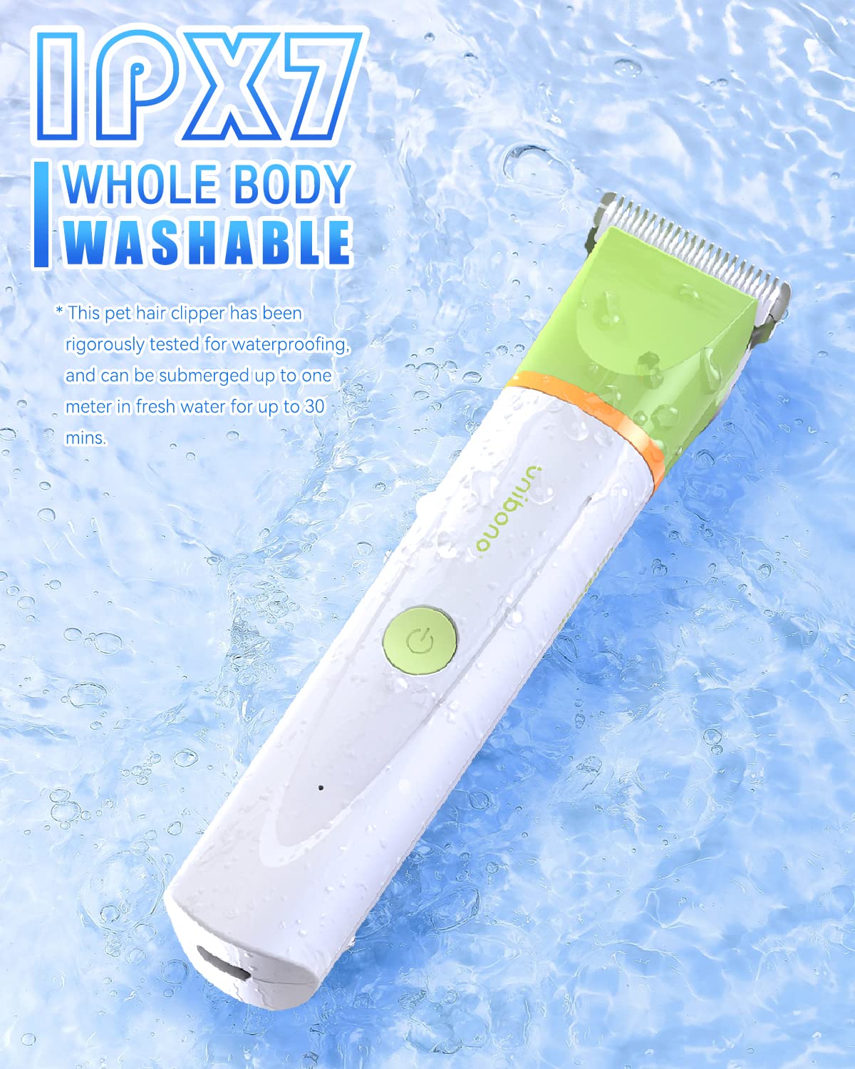 unibono Dog Grooming Kit with Paw Trimmer, All-in-One Low Noise Electric Rechargeable Small Quiet Pet Clippers Foot Dog Hair Shaver with Stainless Steel Scissors and Comb for Dogs at Home (Green)