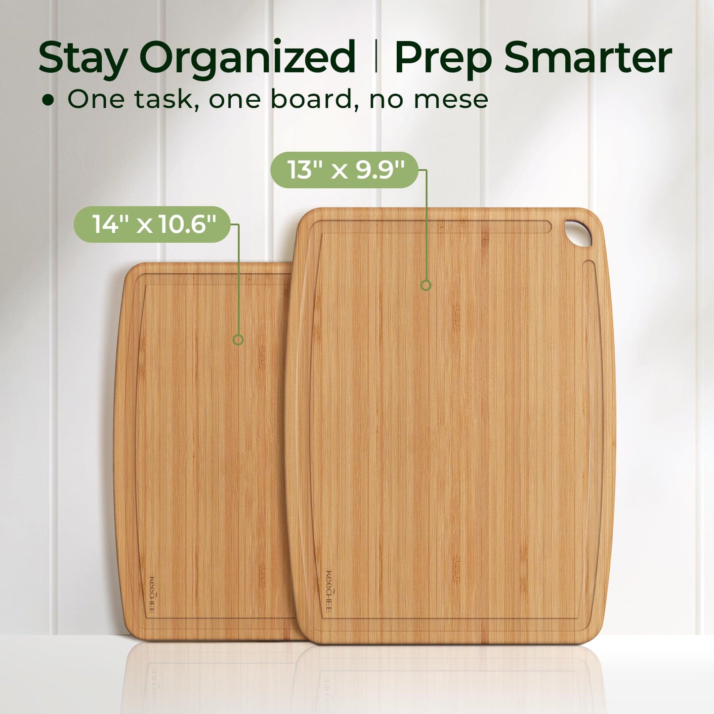 Dishwasher Safe Bamboo Cutting Boards Durable Lightweight Wood Cutting Board for Busy Kitchen, Easy Clean Wooden Chopping Boards with Juice Groove Set of 3 (L+M+S)