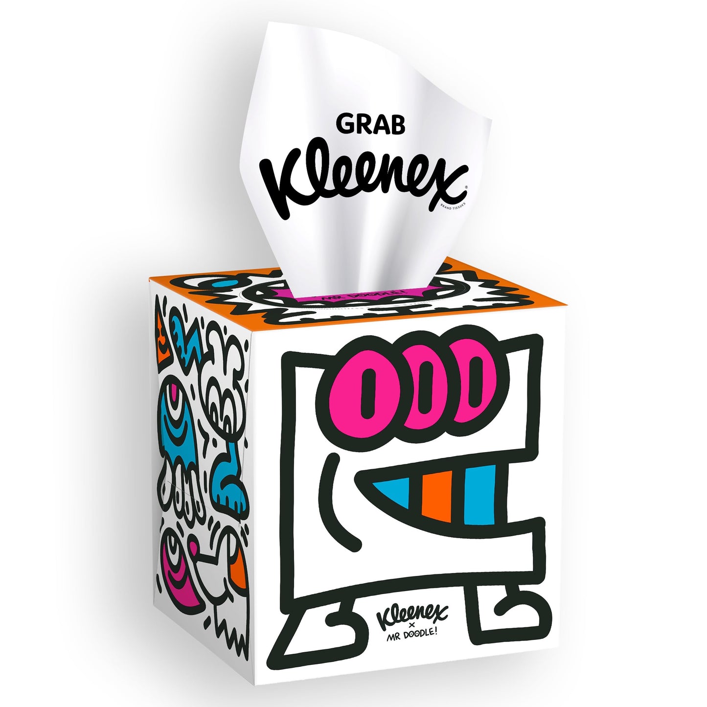 Kleenex x Mr Doodle Limited Edition Design Multipack Facial Tissues - 12 Cube Tissue Boxes, Designed in Collaboration with Mr Doodle, Made to Look Beautiful in The Home.