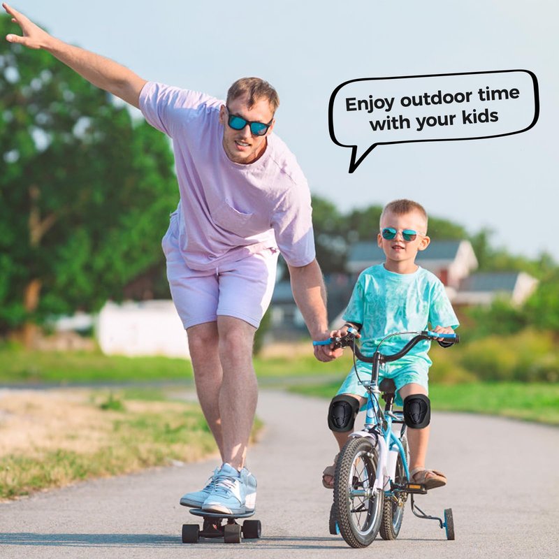 BOSONER Basic Kids Protective Gear: Kids Knee Pads and Elbow Pads with Wrist Guards Set for 3-15 Years - Design for Roller Skates, Cycling, BMX Bike, Skateboard, Inline Skating, Scooter Riding Sports