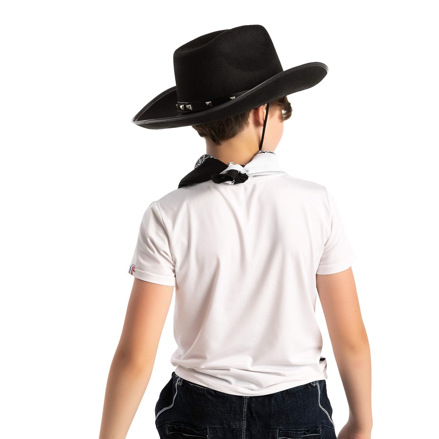 Spooktacular Creations Black Cowboy Hat, Bandanas, and Photo-props for Halloween Costume, Themed Parties, School Play, Trick or Treat