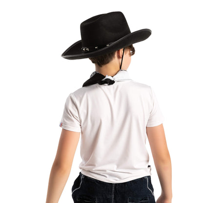 Spooktacular Creations Black Cowboy Hat, Bandanas, and Photo-props for Halloween Costume, Themed Parties, School Play, Trick or Treat