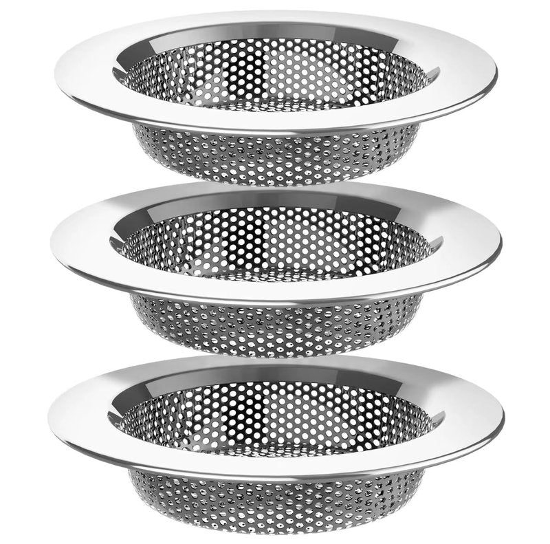 Sink Strainer Basket (3 Pack) – 304 Stainless Steel Kitchen Drain Strainer, Anti-Clog Sink Drain Catcher, Rustproof, Fits 4.4” Standard Sink