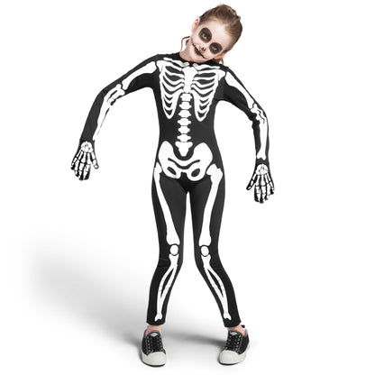 Spooktacular Creations Halloween Kids Skeleton Costume, Unisex Glow in the Dark Skeleton Jumpsuit with Gloves for Boys, Girls (Large(10-12 yrs))