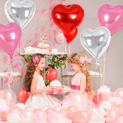 12 Pcs Red Heart Balloons,18 Inch Heart Foil Balloons Love Balloon Valentine Balloon for Birthday Party Wedding Engagement Party Baby Shower Valentine Day Decorations (red)