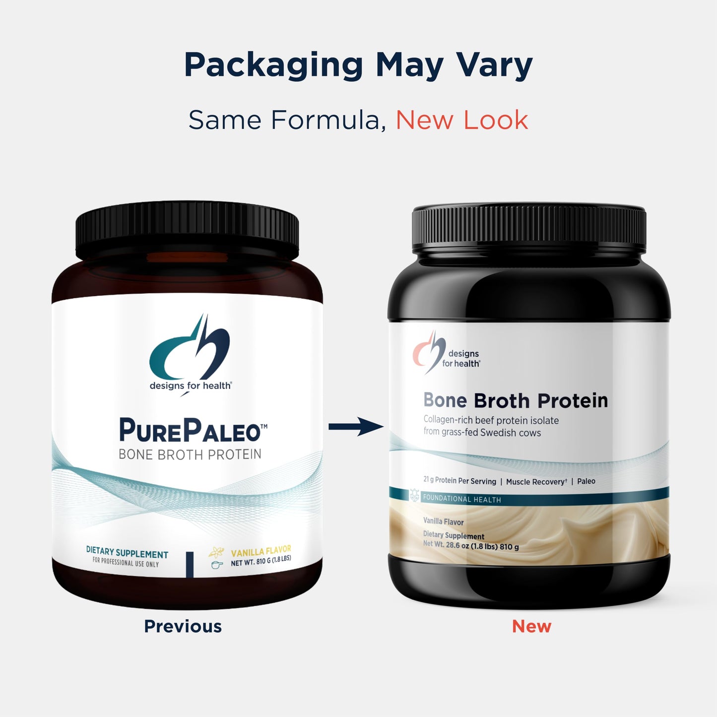 Designs for Health Bone Broth Protein Powder – 21g Grass-Fed, Collagen-Rich Beef Protein Isolate – Vanilla, Paleo, Non-GMO, Dairy-Free (30 Servings / 810g)