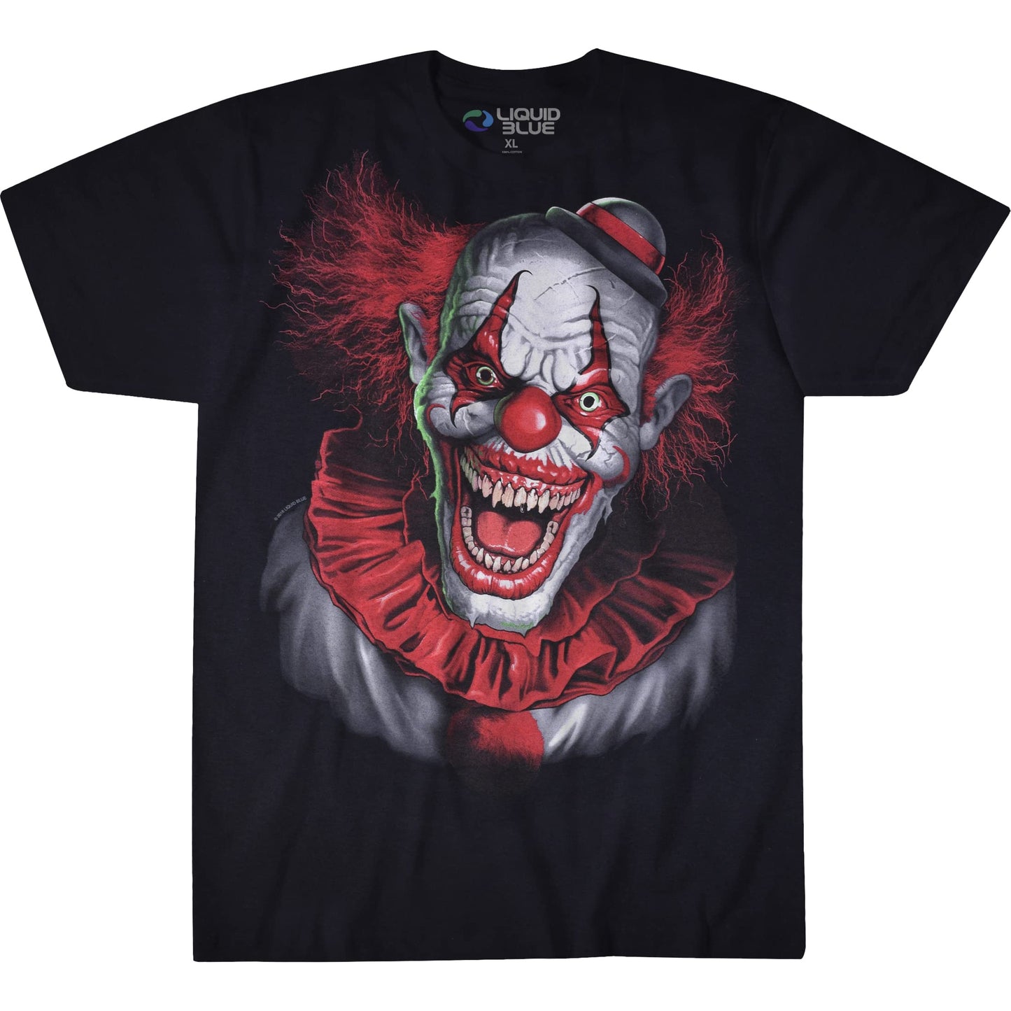 Liquid Blue unisex adult Fantasy Scary Clown Short Sleeve T-shirt T Shirt, Black, X-Large US