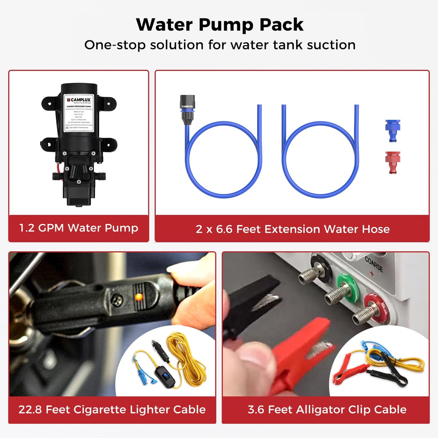 CAMPLUX 5L 1.32 GPM Outdoor Portable Propane Gas Tankless Water Heater With 1.2 GPM Water Pump