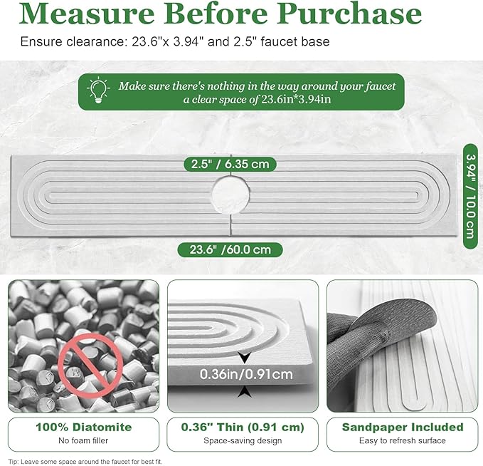 Stone Drying Mat for Kitchen Faucet: Diatomite Stone Drying Tray