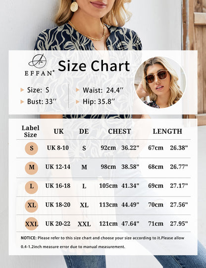 EFFAN Womens Tunic Tops Short Sleeve Summer T Shirts Ladies Blouses Dressy Floral Printed Fashion Top Floral_Navy M (UK 12-14)