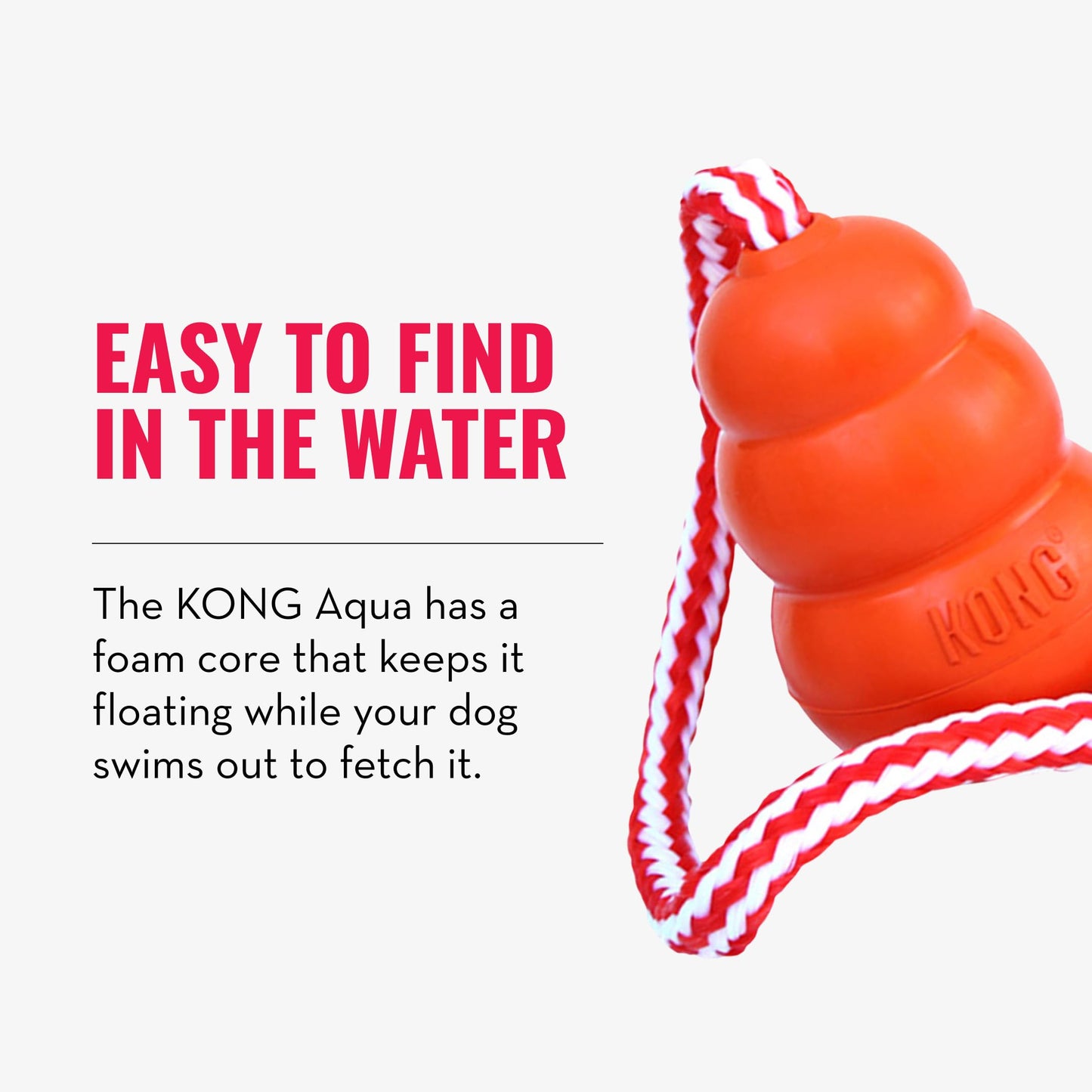 KONG Aqua Floating Fetch Toy - For Water Retrieval, Play & Exercise - With Foam Interior & Rope for Throwing - For Large Dogs, Orange