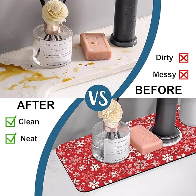 Christmas Merry Xmas Sink Splash Guard Santa Claus Faucet Absorbing Mat Fast