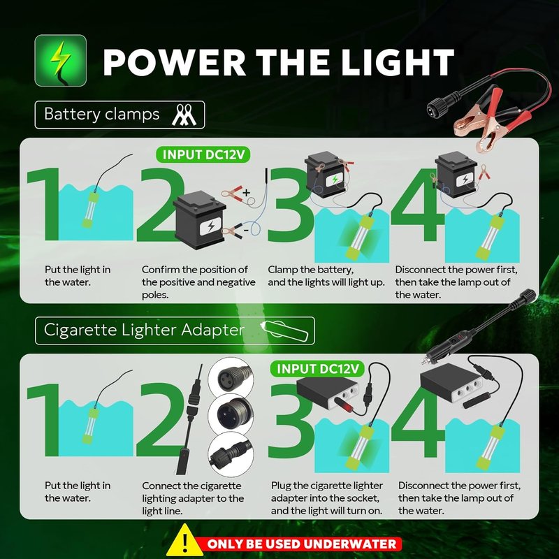 LED Underwater Fishing Light - Fish Attracting Submersible Light | IP68 Waterproof, 45W-200W Options