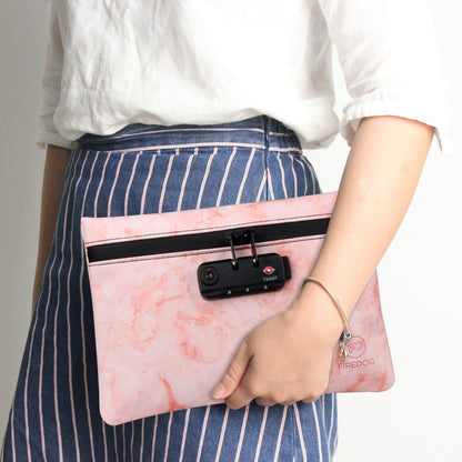 FIREDOG Smell Proof Bag with Lock, 6x9 Odor Proof Pouch Case Container for Travel Stash Storage (Marble Red)