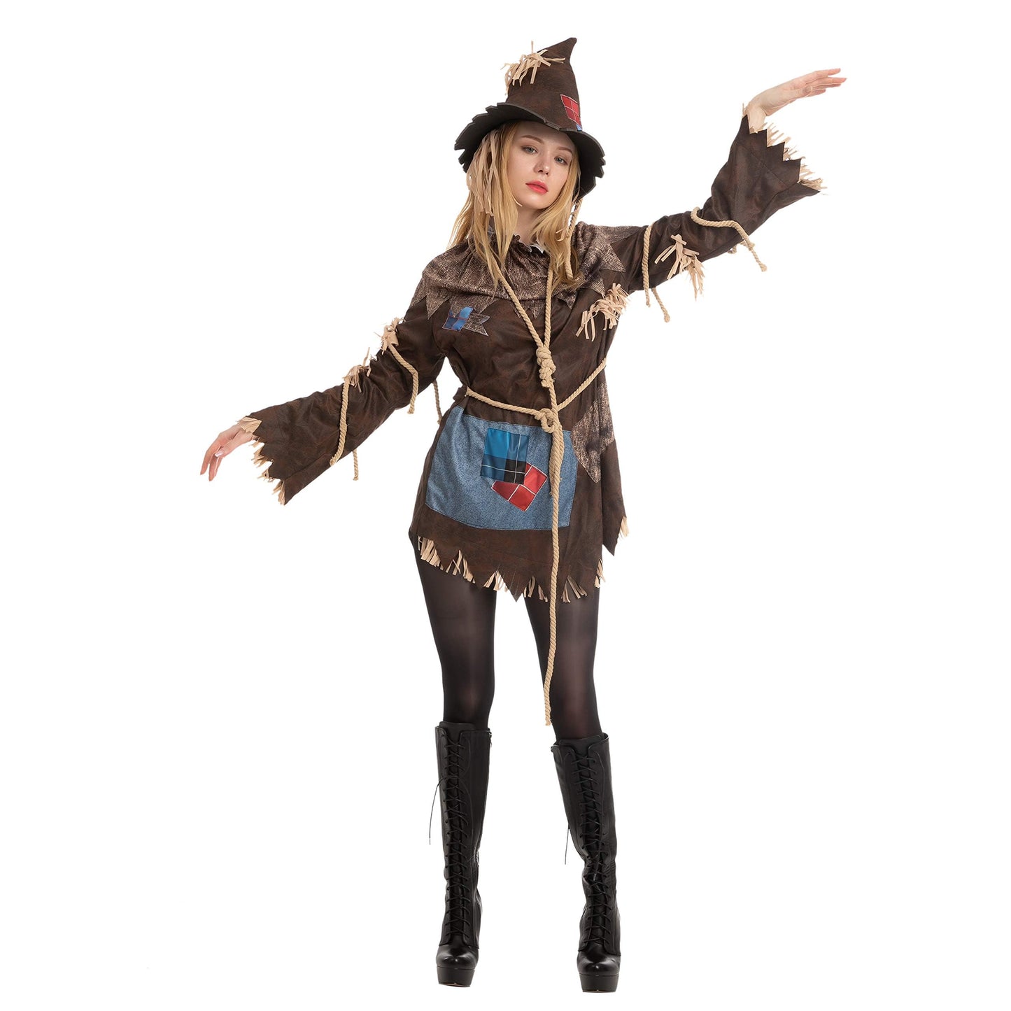 Spooktacular Creations Halloween Women Scarecrow Costume, Wicked Scarecrow Costume Women for Halloween Dress Up Party Cosplay, Role-Playing Cosplay Party (Large)