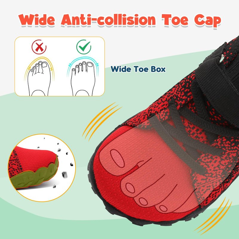 LeIsfIt Kids Shoes Girls Boys Wide Shoes Kids Barefoot Sneakers Lightweight Hiking Shoe for Toddler Little Big Kid RedBlack 4 Big Kid