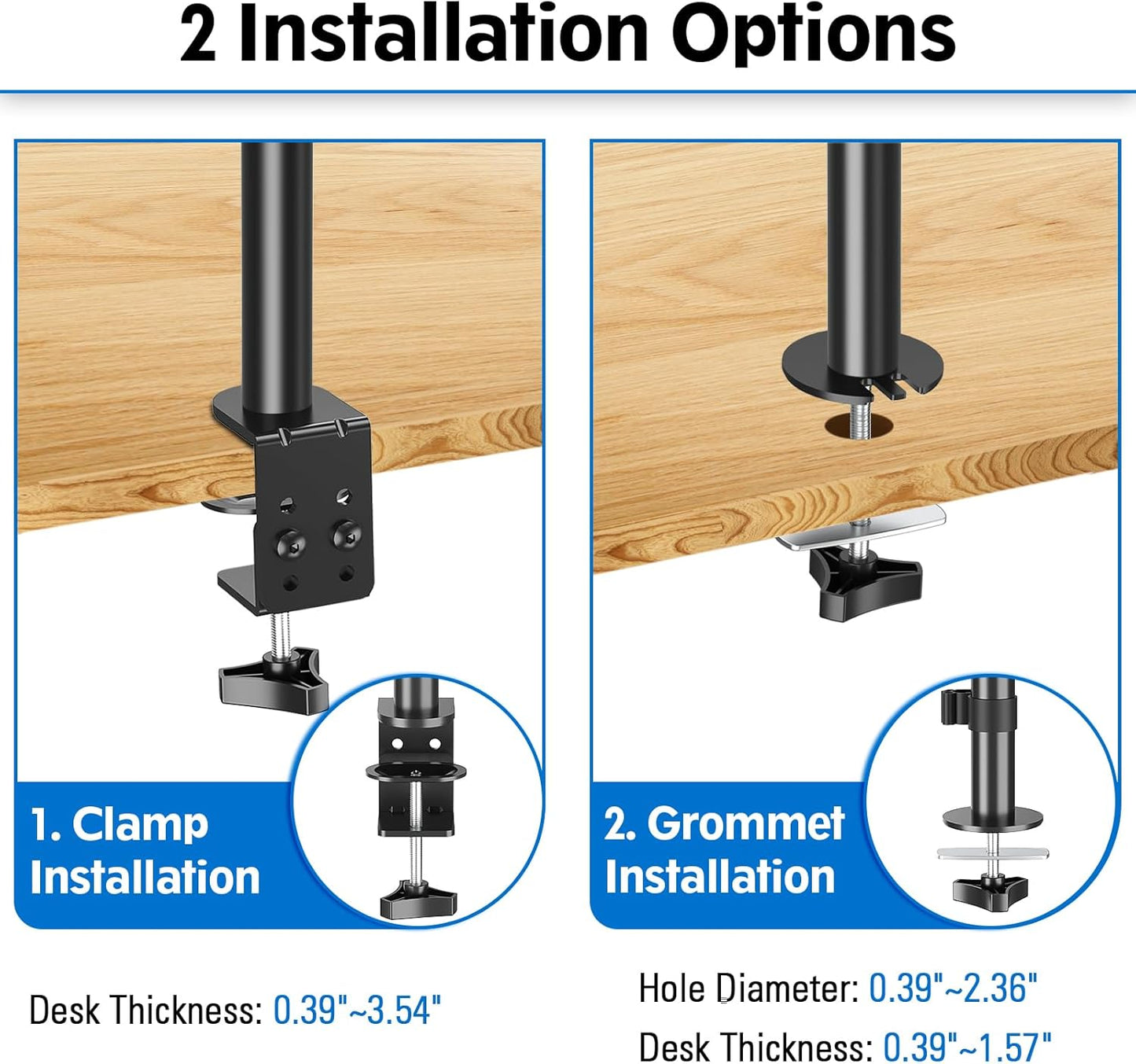 MOUNTUP Single Monitor Mount, Adjustable Monitor Stand for Max 32 Inch Flat Curved Computer Screen, Monitors Arm Desk Mount Fit VESA 75x75& 100x100, up to 17.6lbs, with C-Clamp and Grommet Base, Black