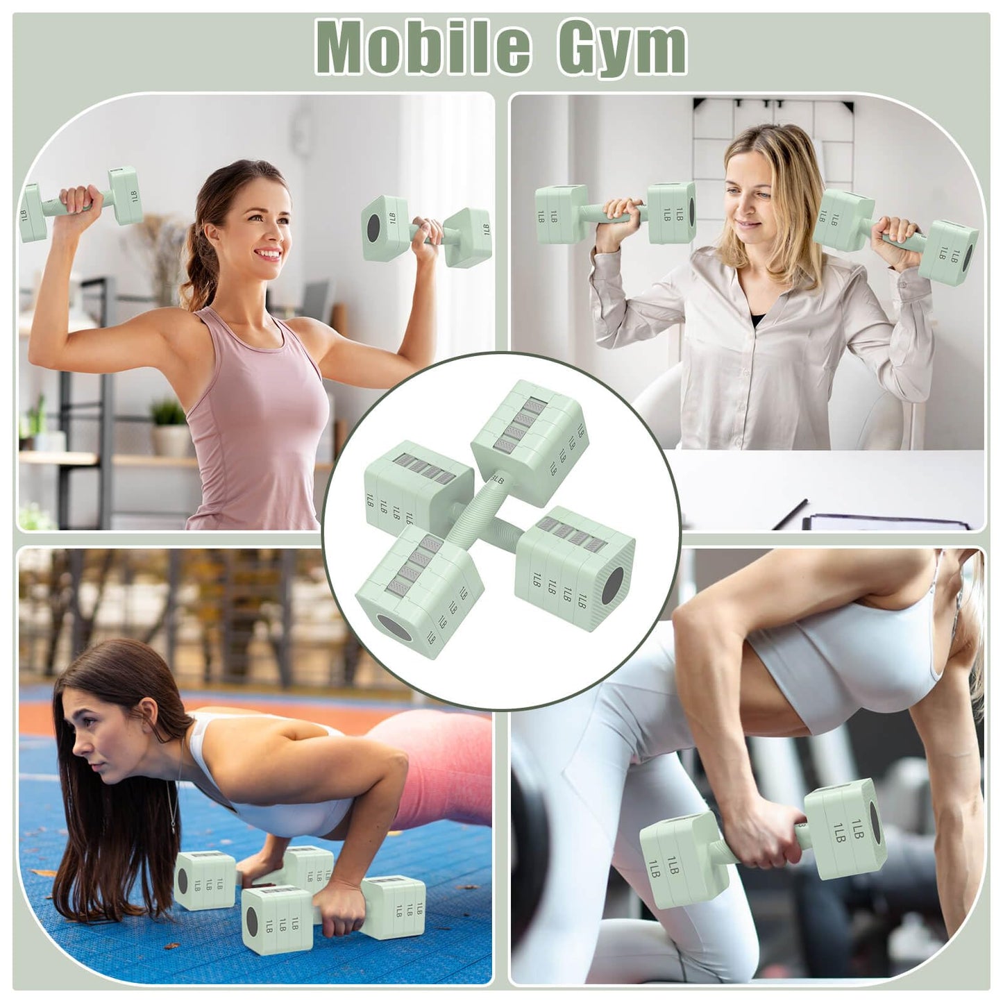 Adjustable Dumbbells Set of 2, 5-in-1 Adjustable Weight Dumbbells for Women/Men, 3lb/5lb/7lb/9lb/11lb Dumbbell Weights Set for Home Gym Workout