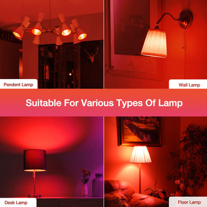 EvaStary Red LED Light Bulb 60W Equivalent, A19 E26 Base, 9W for Halloween, Christmas Decoration, Party, Bars, Porch Lights, Holiday Mood Lighting, Pack of 2