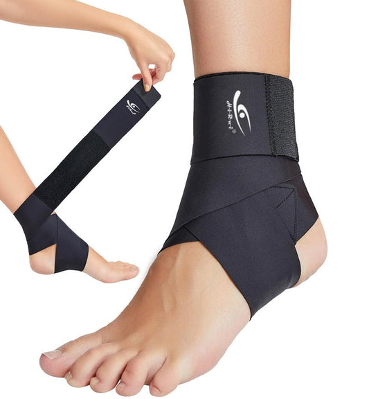 HiRui Ultrathin High-Elastic Ankle Wraps Ankle Brace for Men Women Kids, Adjustable Ankle Straps for Running, Football, Basketball, Sprains, Arthritis, Plantar Fasciitis (Black, Medium (Pack of 2))