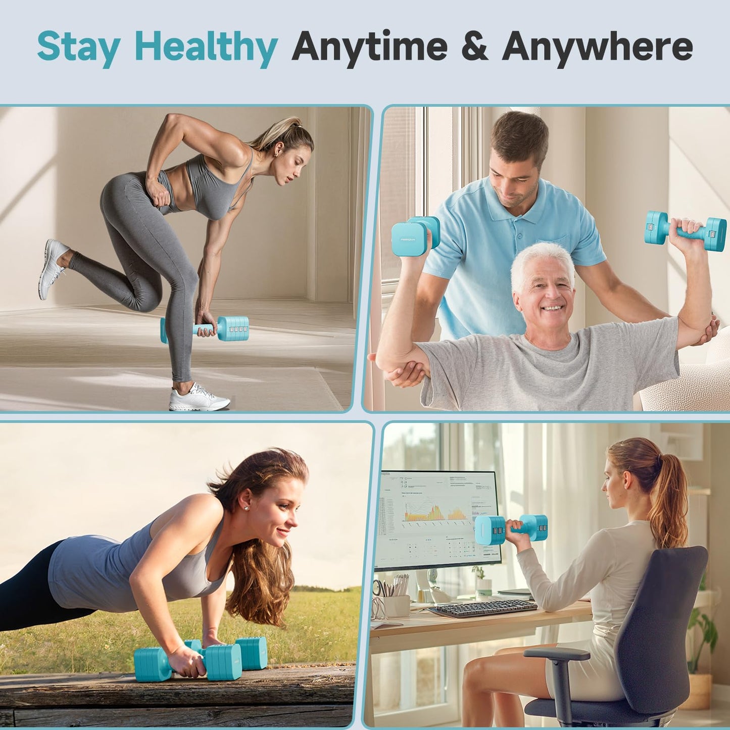 FEIERDUN Adjustable Dumbbell Set of 2, Each 2/4/6/8/10 lbs Weight for Women, Quick Adjust Weight, Double Locking Protection, Versatile Hand Weights for Home Gym & Outdoor Exercise