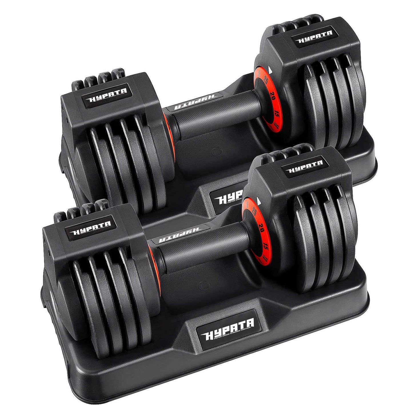 HYPATA 25 lbs Pair Adjustable Dumbbell Set, Fast Adjust Weight with Tray Suitable, Adjustable Dumbbells for Full Body Workout