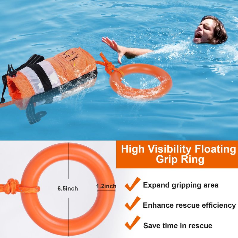 HOKINETY Water Rescue Throw Bag - 3/10 Inch Rope 70FT Up to 1900lbs Tensile Strength Throwable Flotation Device - Emergency Safety Equipment for Kayak Raft Boat