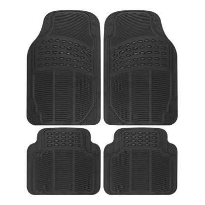 BDK Floor Mats, 4-Piece All-Weather Car Mat with Universal Fit Design, Durable Rubber Car Floor Mats with Capture Ridges, Waterproof for Cars Trucks SUV (Black)