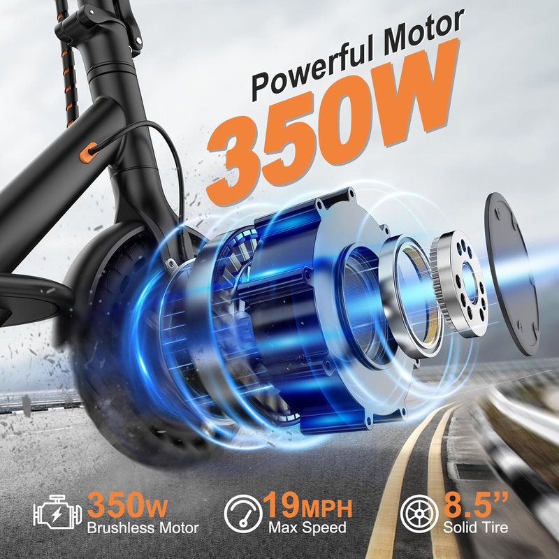 Electric Scooter for Adults - 250W/350W/500W Motor, 8.5"/10" Solid Tires | Up to 22 MPH, Dual Braking System