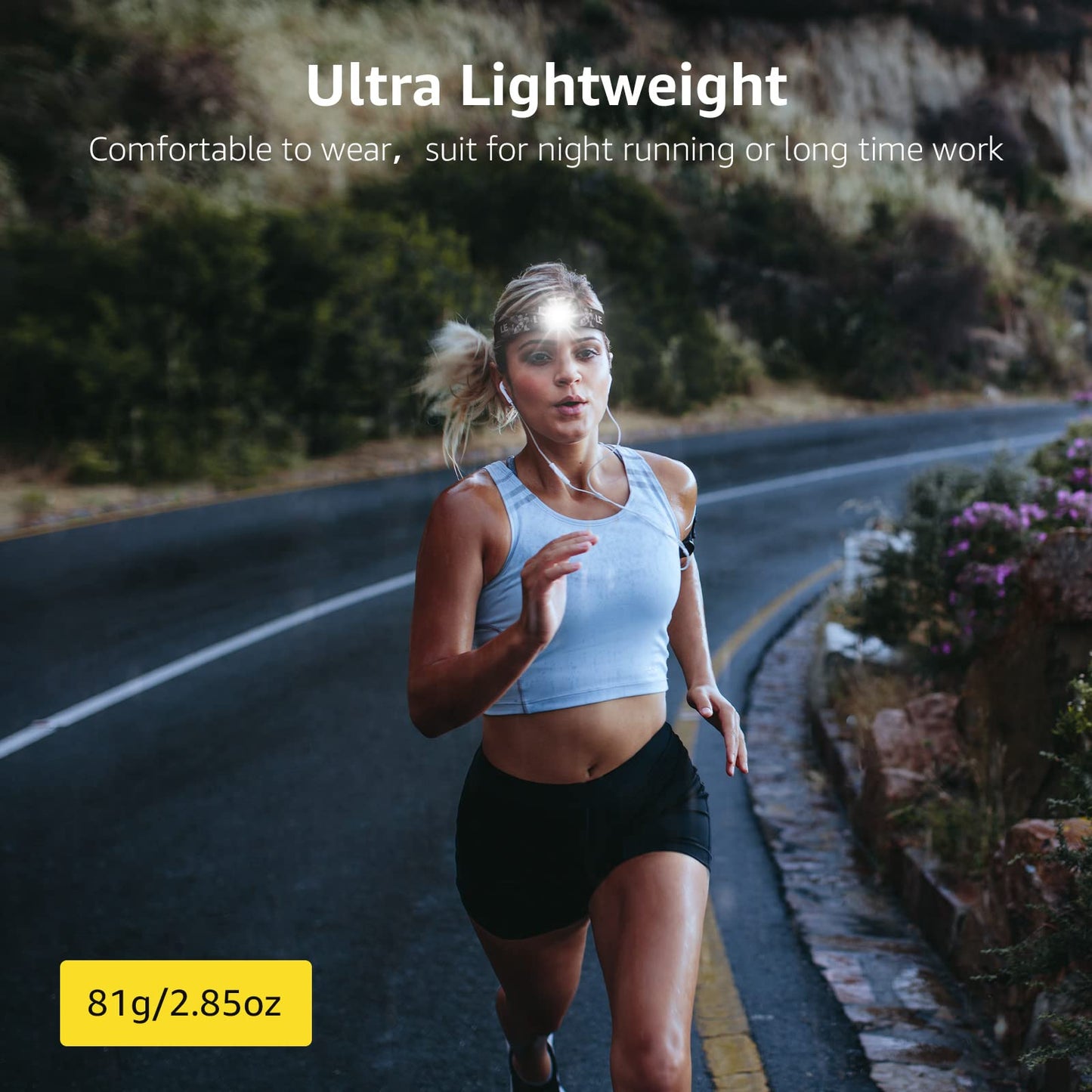 Lepro Head Torch Rechargeable, Super Bright LED Headlamp Waterproof with Red Warning Lights 5 Lighting Modes 30 Hours Runtime Lightweight Headlight Flashlight for Cycling Running Camping