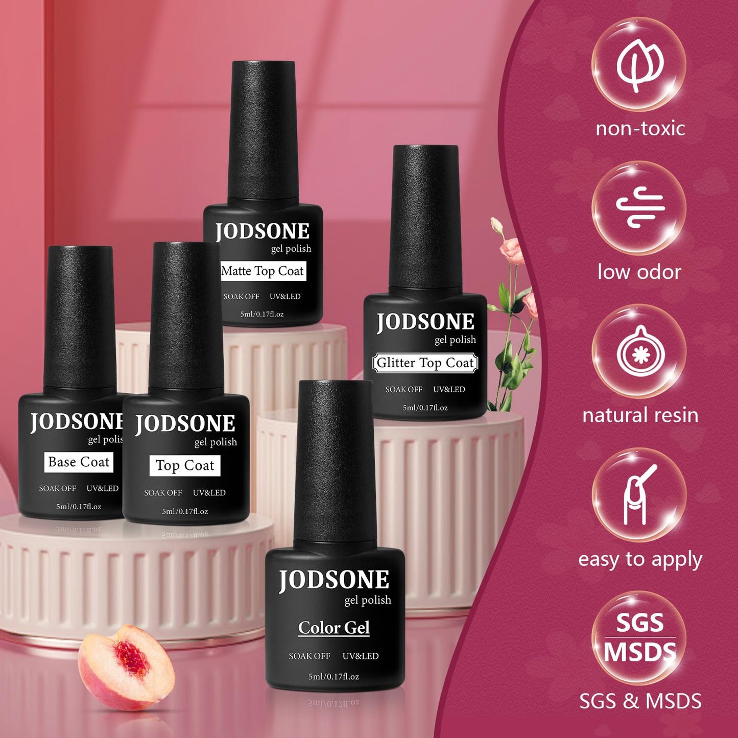 JODSONE Gel Nail Polish Kit with U V Light 32 Colors Gel Polish Nail + 4 Functional Adhesive Bottles Kit Soak Off Manicure Tools Gifts for Women