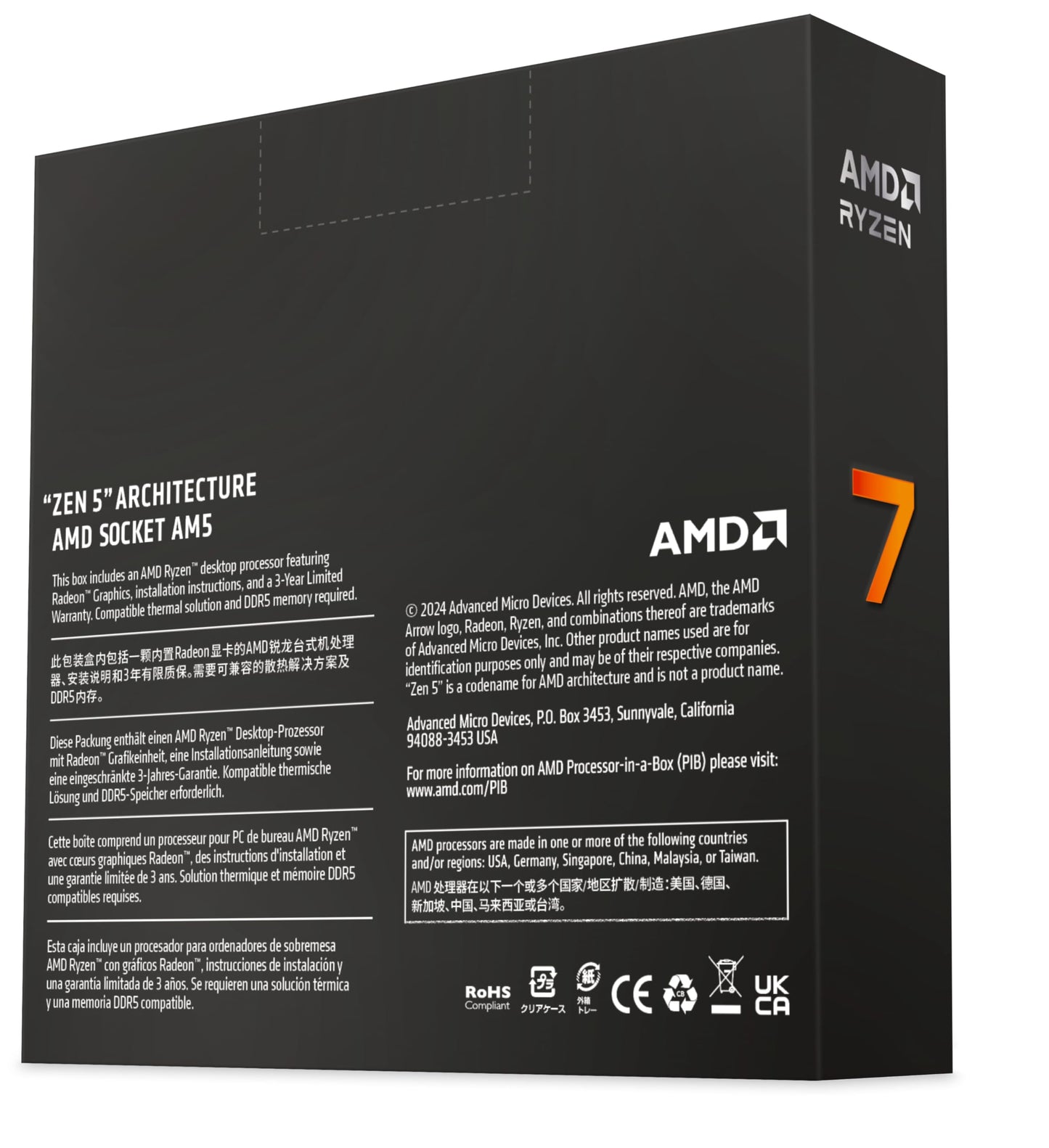 AMD Ryzen™ 7 9700X 8-Core, 16-Thread Unlocked Desktop Processor