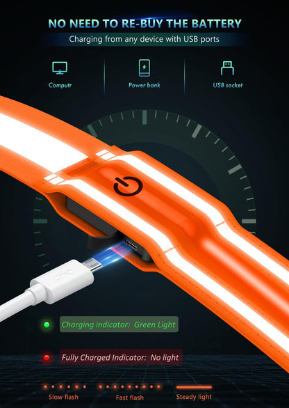 Fokia Kunbio LED Reflective Belt Sash for Walking at Night, Night Running Safety Gear High Visibility Rechargeable LED Light Up Running Belt for Runners Walkers Men Women