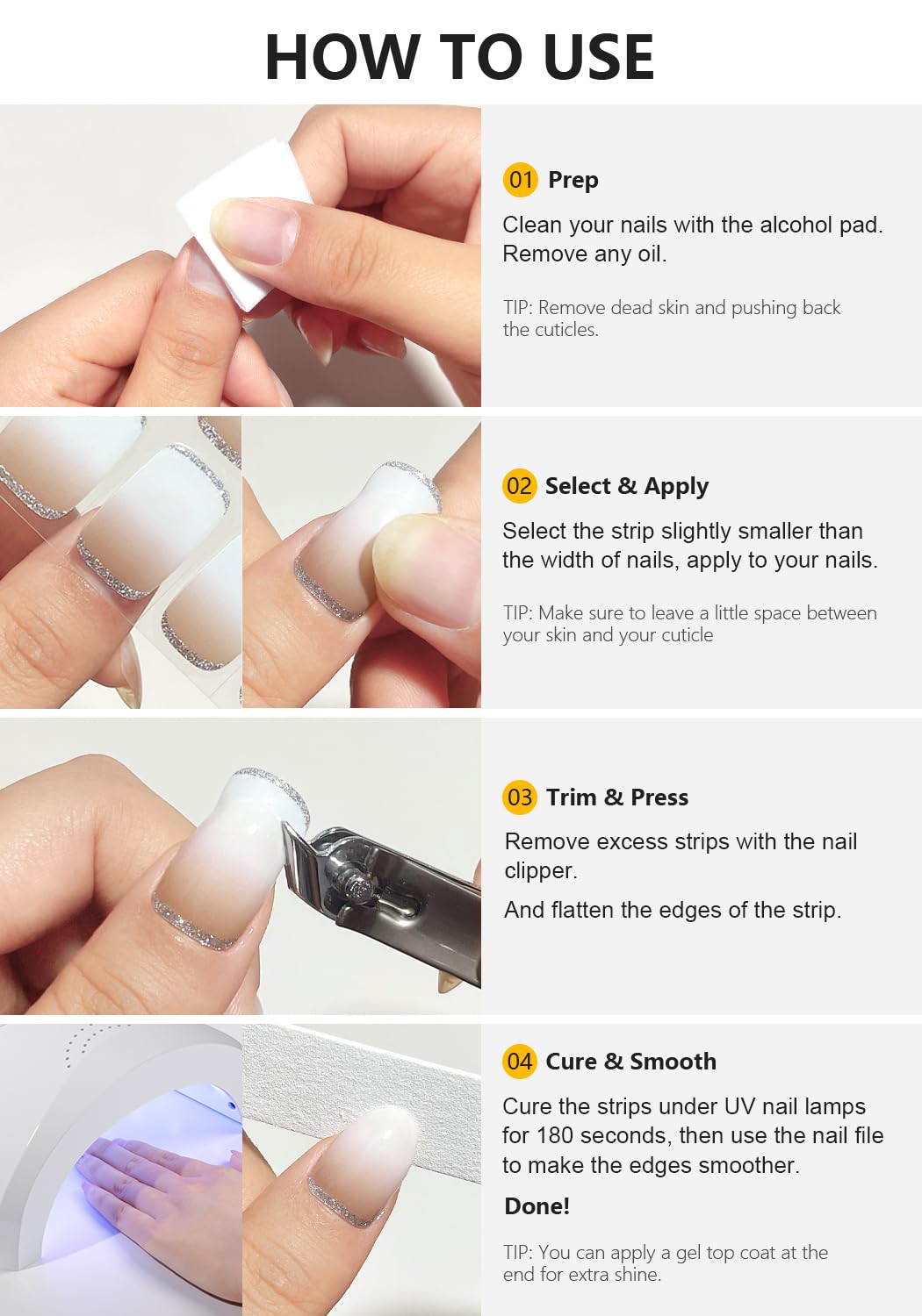 AutyaMee Semi Cured Gel Nail Strips (Laser Spider Web), Halloween, 20 Pcs Gel Nail Wraps, Stickers, UV Light Required, Salon Quality, Long Lasting