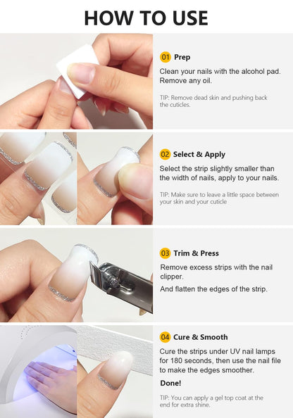 AutyaMee Semi Cured Gel Nail Strips (Laser Spider Web), Halloween, 20 Pcs Gel Nail Wraps, Stickers, UV Light Required, Salon Quality, Long Lasting