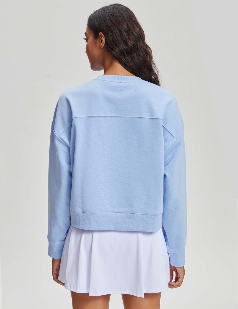 Stelle Cropped Sweatshirts for Women Cotton Long Sleeve Crop Tops Crewneck Pullover Oversized Sweater