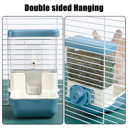 TOKAYIFE Automatic Pet Feeder, 800ml Adjustable Outlet Food Dispenser Power-Free for Small Animal Cage Crate Hutch Rabbit Cat Puppy Guinea Pig Chinchilla Bird Hamster (Grey)