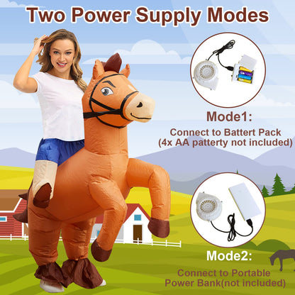 Seeds of Light Inflatable Costume Adult Horse Costumes Inflatable Horse Riding Costume Cowboy Blow Up Halloween Costume for Men Women Party
