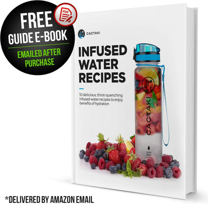 Cactaki 32 oz Water Drinking Bottle with Time Marker - Stay Hydrated - Hydration Tracker & Reminder to Drink With Hourly Measurement Markings - Leak Spill Proof & BPA Free