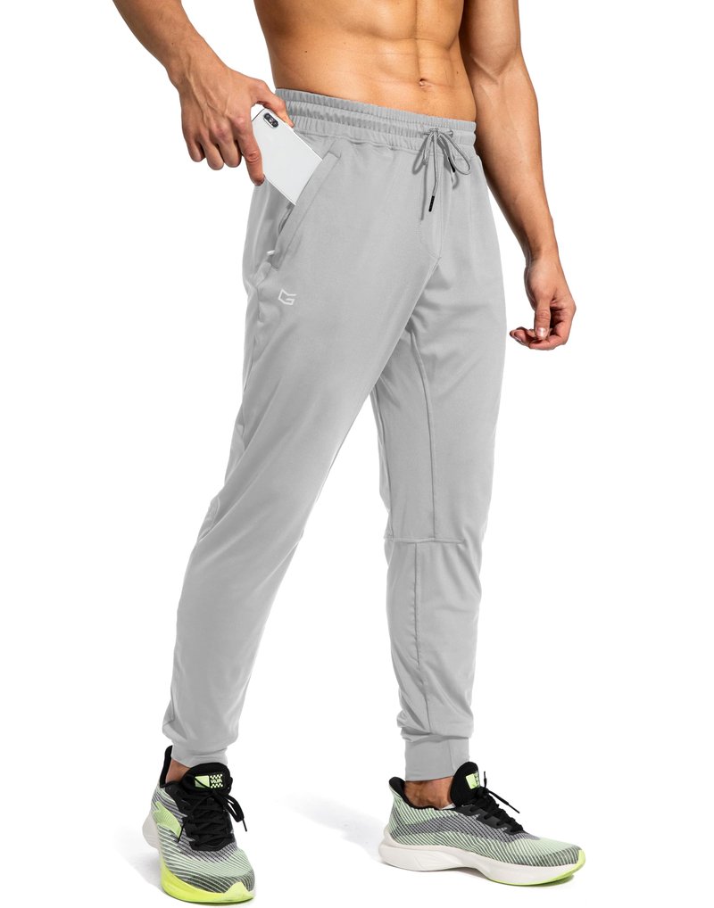 G Gradual Men's Sweatpants with Zipper Pockets Athletic Pants Traning Track Pants Joggers for Men Soccer, Running, Workout(Silver Drop,XL)
