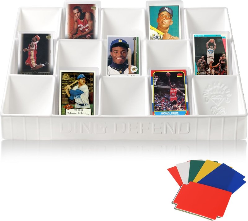 Card Sorting Tray - Stackable 15-Compartment Organizer for Trading Cards | Includes 15 Dividers, White