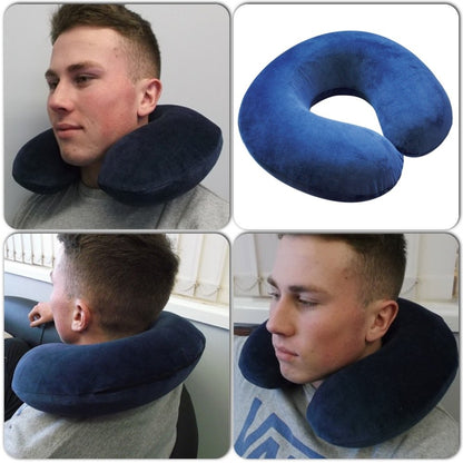 Motionperformance Essentials Super Velour Luxury Memory Foam Comfort Neck Support Cushion (Travelling, Car, Plane, TV, Reading) (Blue)