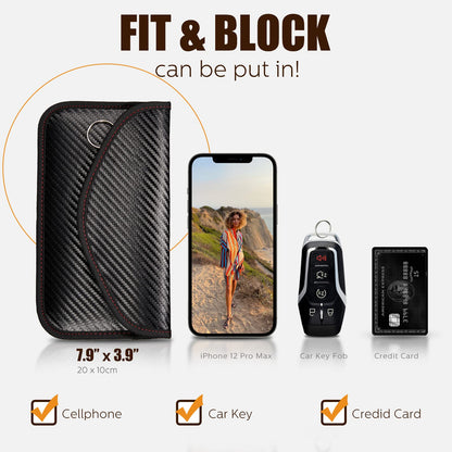 4 Pieces Faraday Bags Phone for Key Fob Protector Car RFID Signal Blocking GPS Anti-tracking Faraday Pouch Shielding Wallets for Cell Phone Privacy Card Protection(Carbon Fiber)