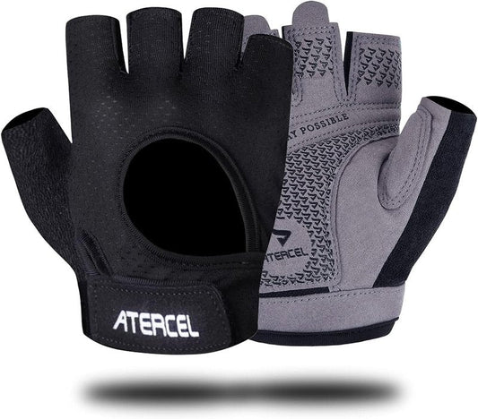 ATERCEL Weight Lifting Gloves Full Palm Protection, Workout Gloves for Gym, Cycling, Exercise, Breathable, Super Lightweight for Men and Women(Gray, L)