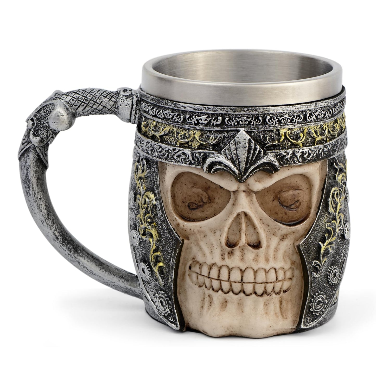 CHICVITA Viking Stainless Steel Skull Coffee Mug Viking Skull Beer Mugs Gift for Men Father's Day Gifts