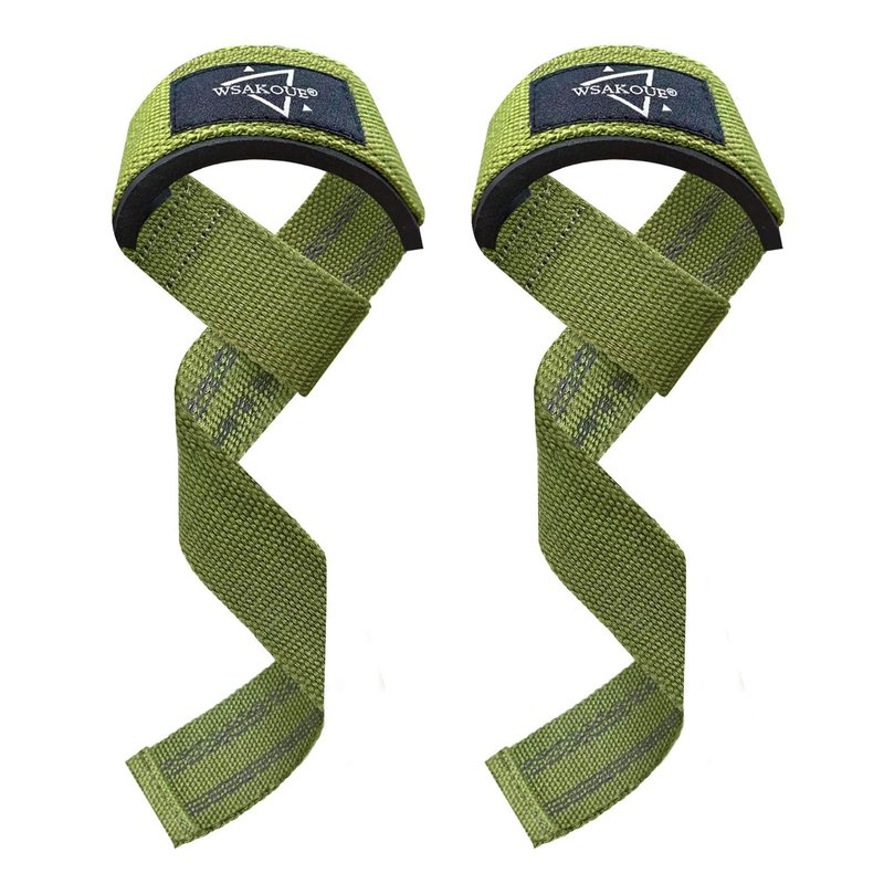 WSAKOUE Lifting Straps, Weightlifting Straps, Deadlift Straps with Padded Neoprene for Power Lifting, Bodybuilding, Gym Workout, Strength Training & Fitness Workout, Resistance - Green