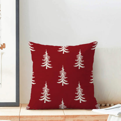 CXMEIFLY Christmas Pillow Covers 18x18 Inch Set of 2 Red Cream Christmas Tree Decor Throw Pillows Winter Xmas Holiday Outdoor Cushion Cases for Couch Bed Decorations